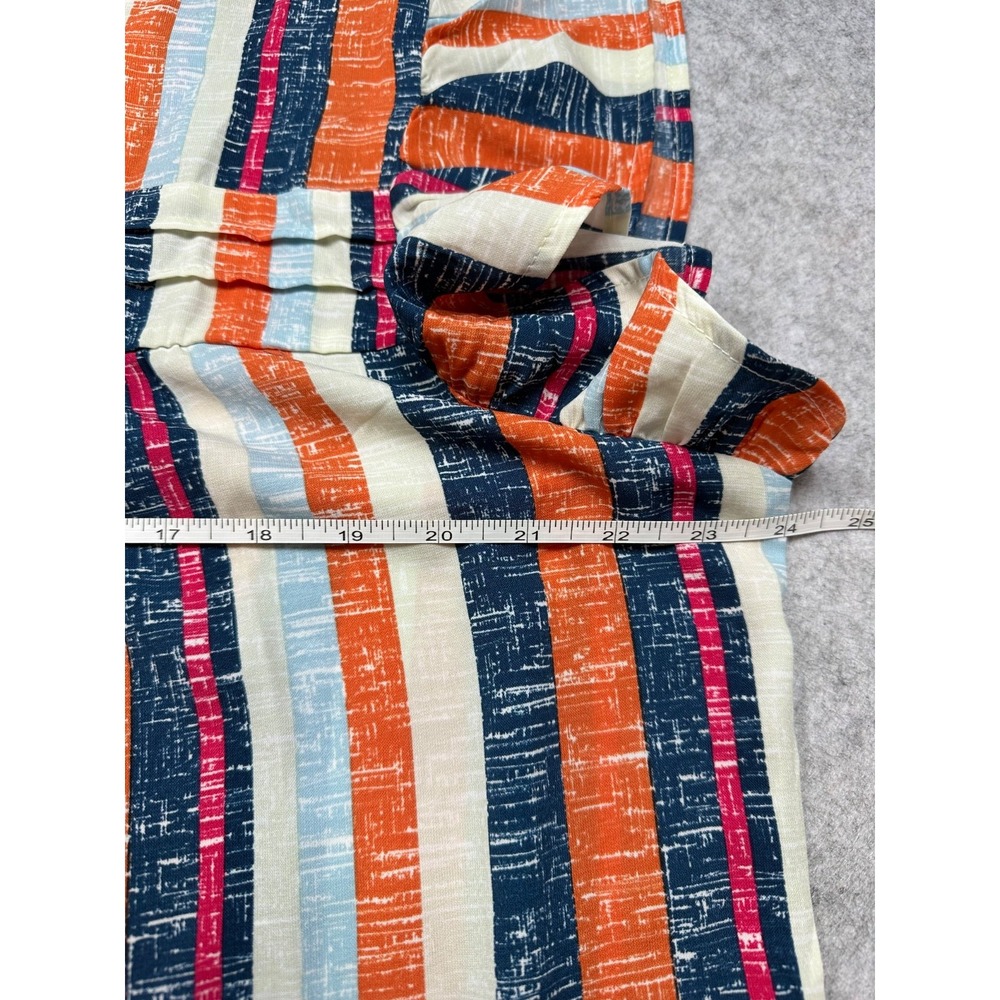 SHEWIN Flutter Sleeve Blouse Navy & Orange Stripe Ruffle Neck Women's 2XL - Picture 6 of 11